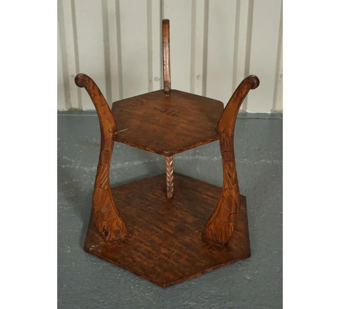 1905s Liberty's London Hand Carved Occasional Side End Lamp Table For Sale 1