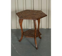 1905s Liberty's London Hand Carved Occasional Side End Lamp Table