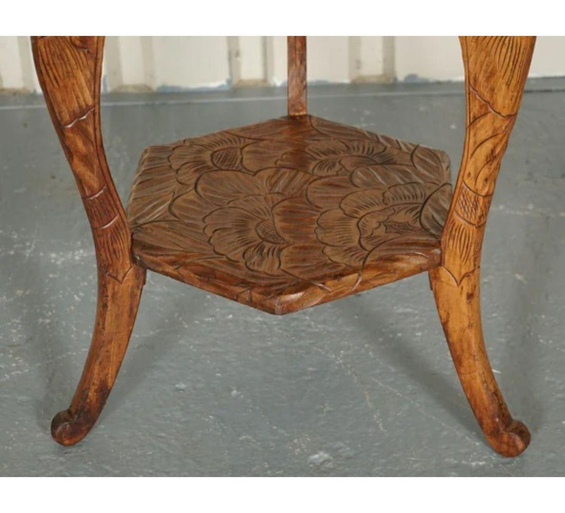 Hardwood 1905s Liberty's London Hand Carved Occasional Side End Lamp Table For Sale