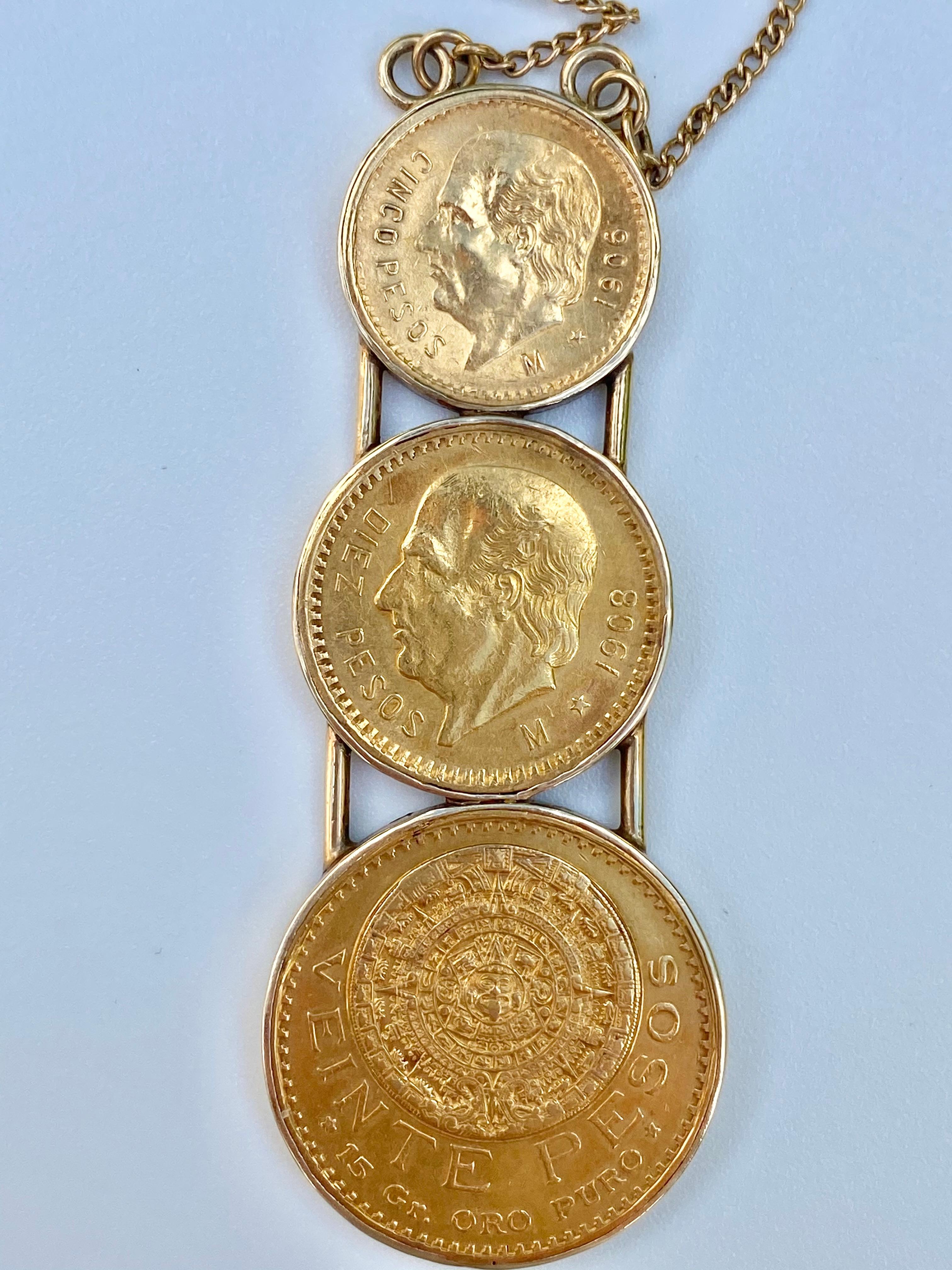 1906-1917 Pure Gold Mexican Pesos 
