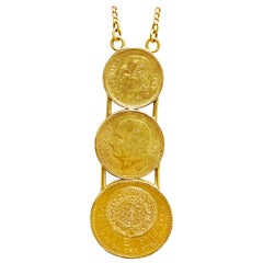 1906-1917 Pure Gold Mexican Pesos "5 Pesos, 10 Pesos, 20 Pesos" 22K Pendant