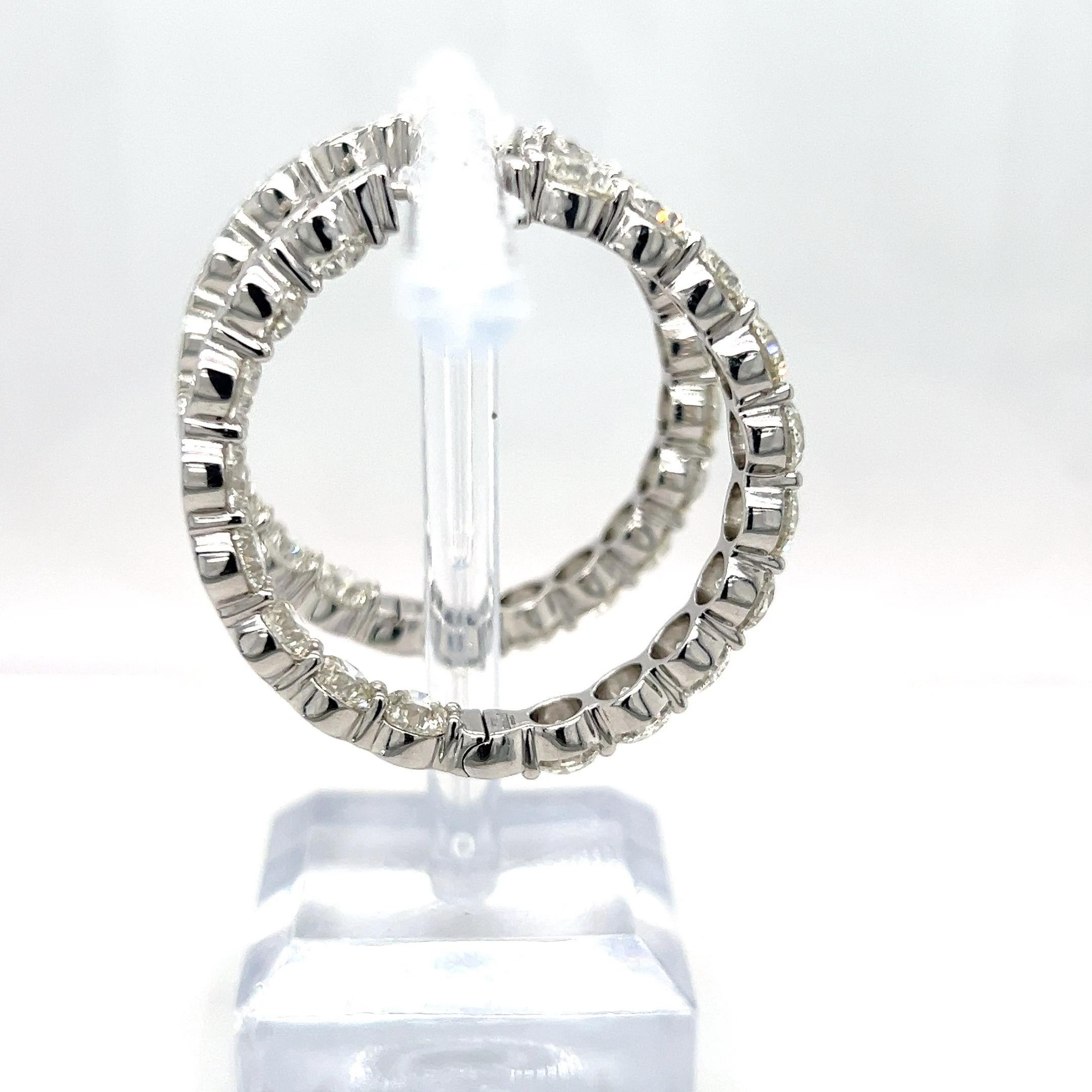 19.06 Carat Brilliant Cut Diamond White Gold Hoop Earrings For Sale 4