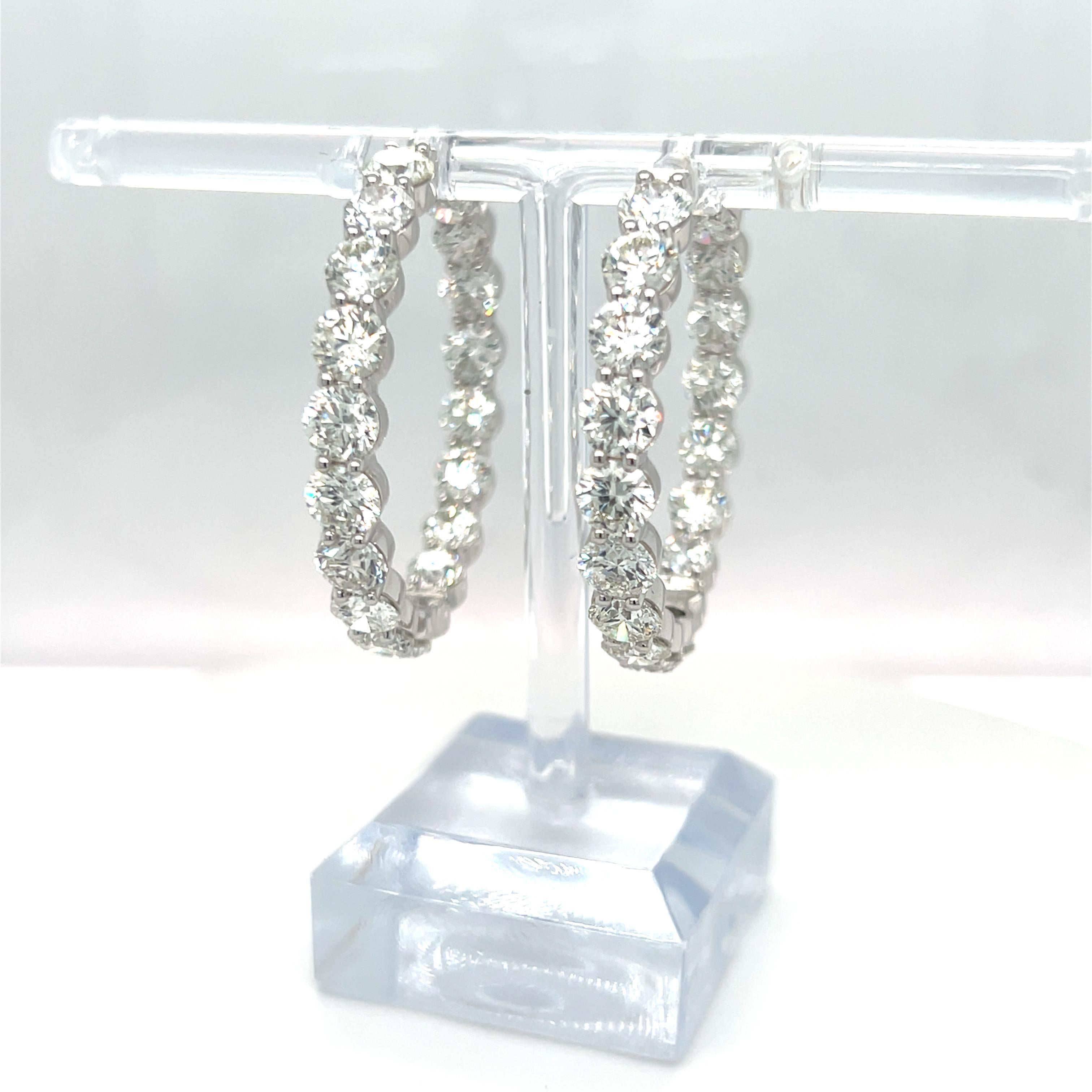 19.06 Carat Brilliant Cut Diamond White Gold Hoop Earrings For Sale 5