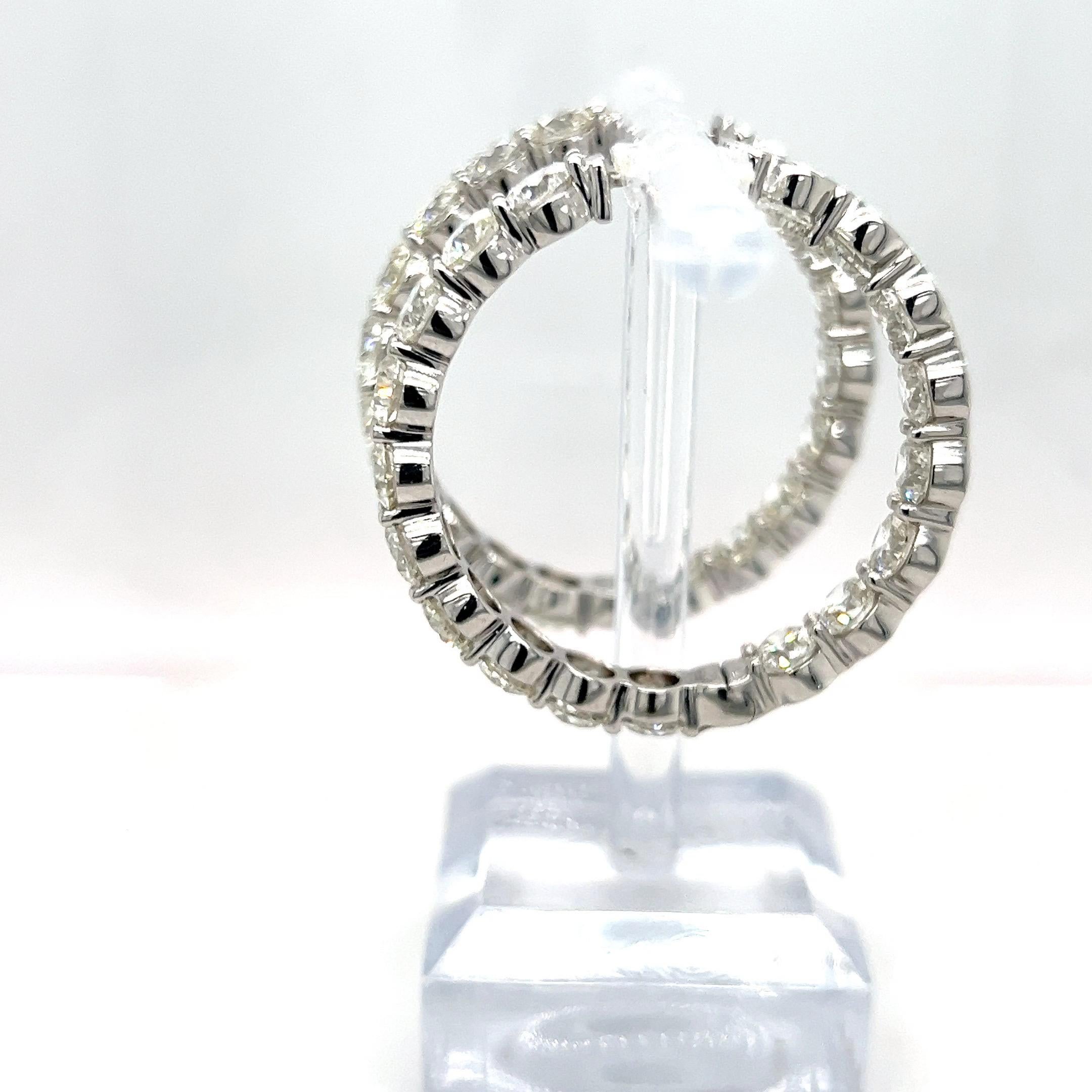 Round Cut 19.06 Carat Brilliant Cut Diamond White Gold Hoop Earrings For Sale