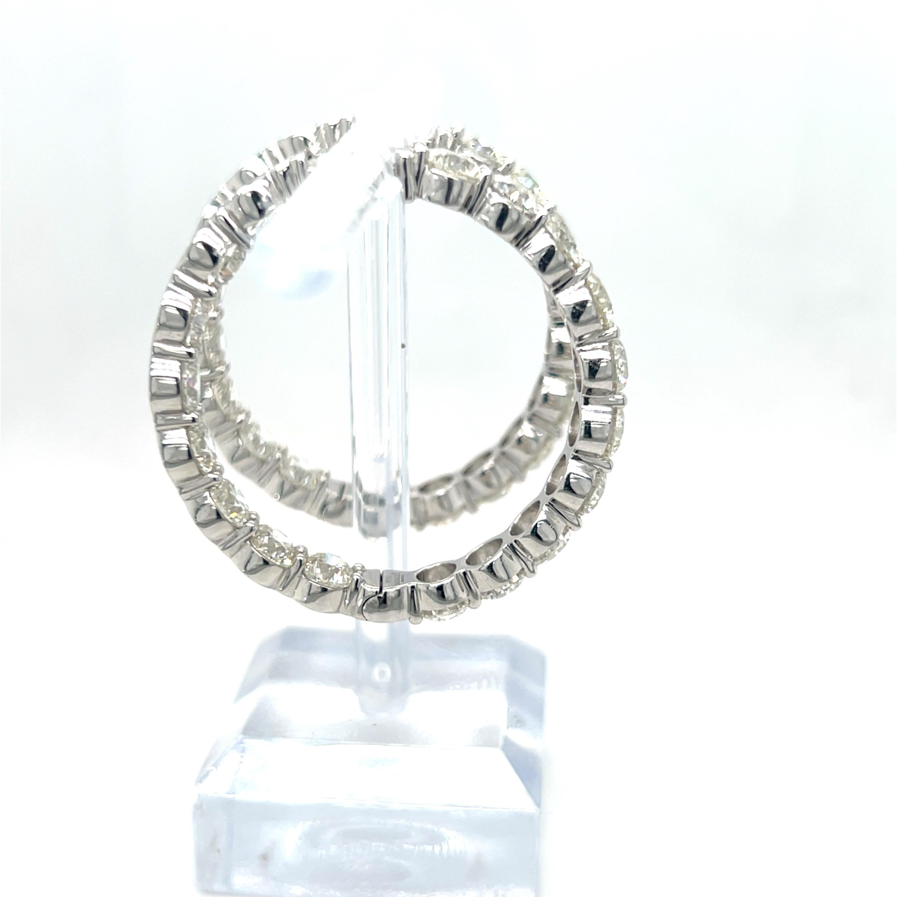 19.06 Carat Brilliant Cut Diamond White Gold Hoop Earrings For Sale 1