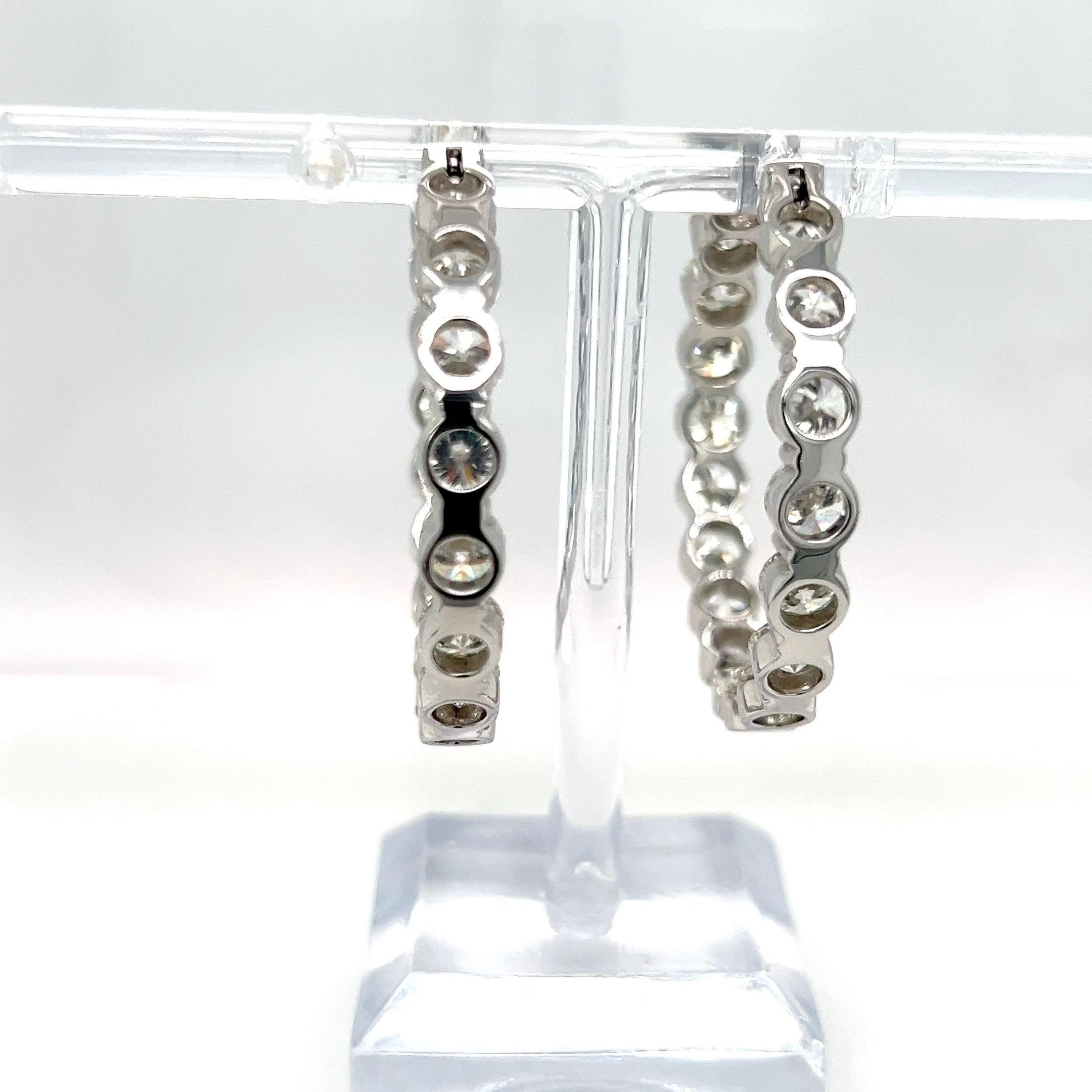 19.06 Carat Brilliant Cut Diamond White Gold Hoop Earrings For Sale 3