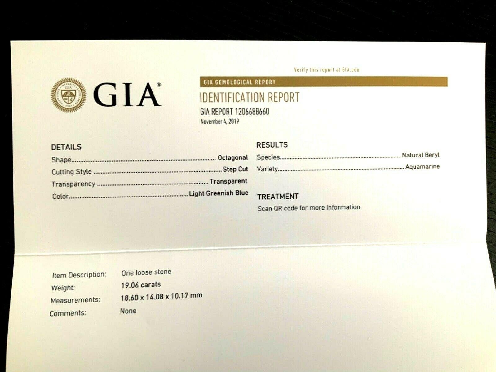 19.06 Carat Natural Aquamarine and Diamond Ring GIA Certified 19k White Gold For Sale 4