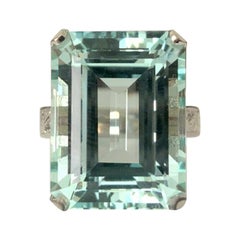 19.06 Carat Natural Aquamarine and Diamond Ring GIA Certified 19k White Gold