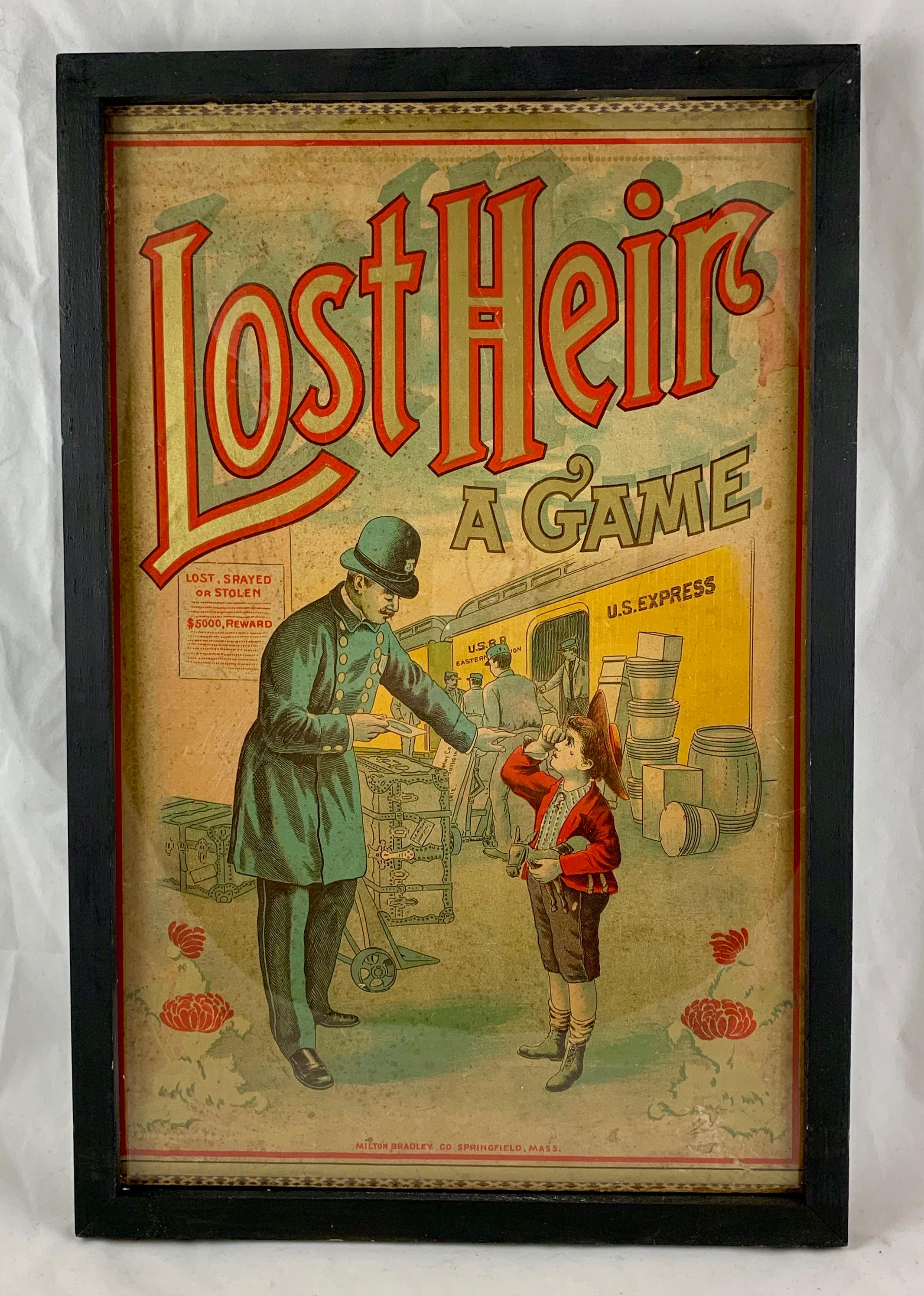 1906 Chromolithograph 'Lost Heir' Milton Bradley Children's Game Board, Framed 5