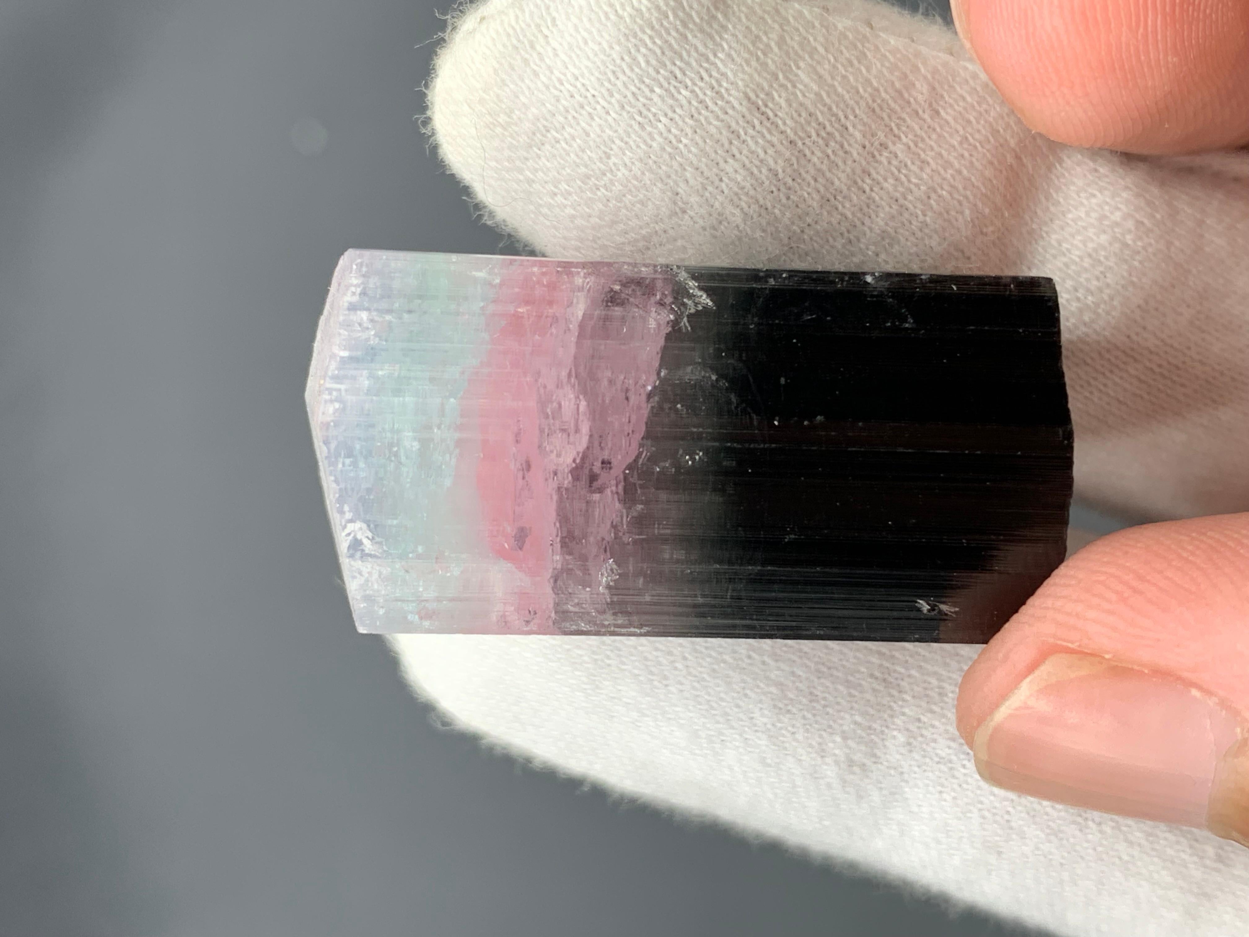 Contemporary 19.06 Grams Natural Tri-Colour Tourmaline Crystal From Kunar, Afghanistan For Sale