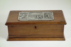 1906 Luigi Genazzi Art Nouveau Semplon Tunnel Italian Silver Plaque Wood Box
