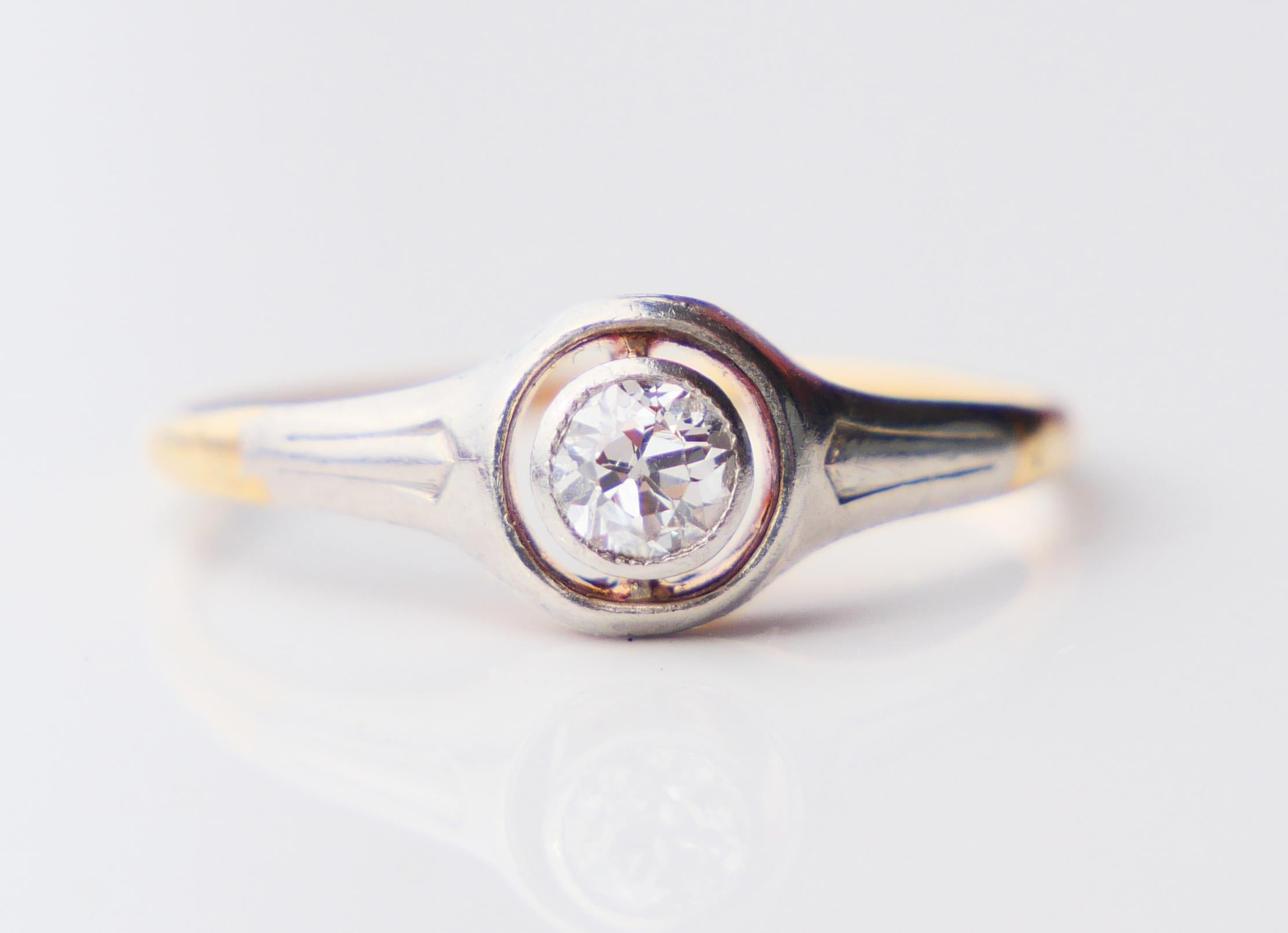 1906 Ring natural 0.35ct Diamond solid 18K Gold ØUS 5.25 / 1.8 gr For Sale 5