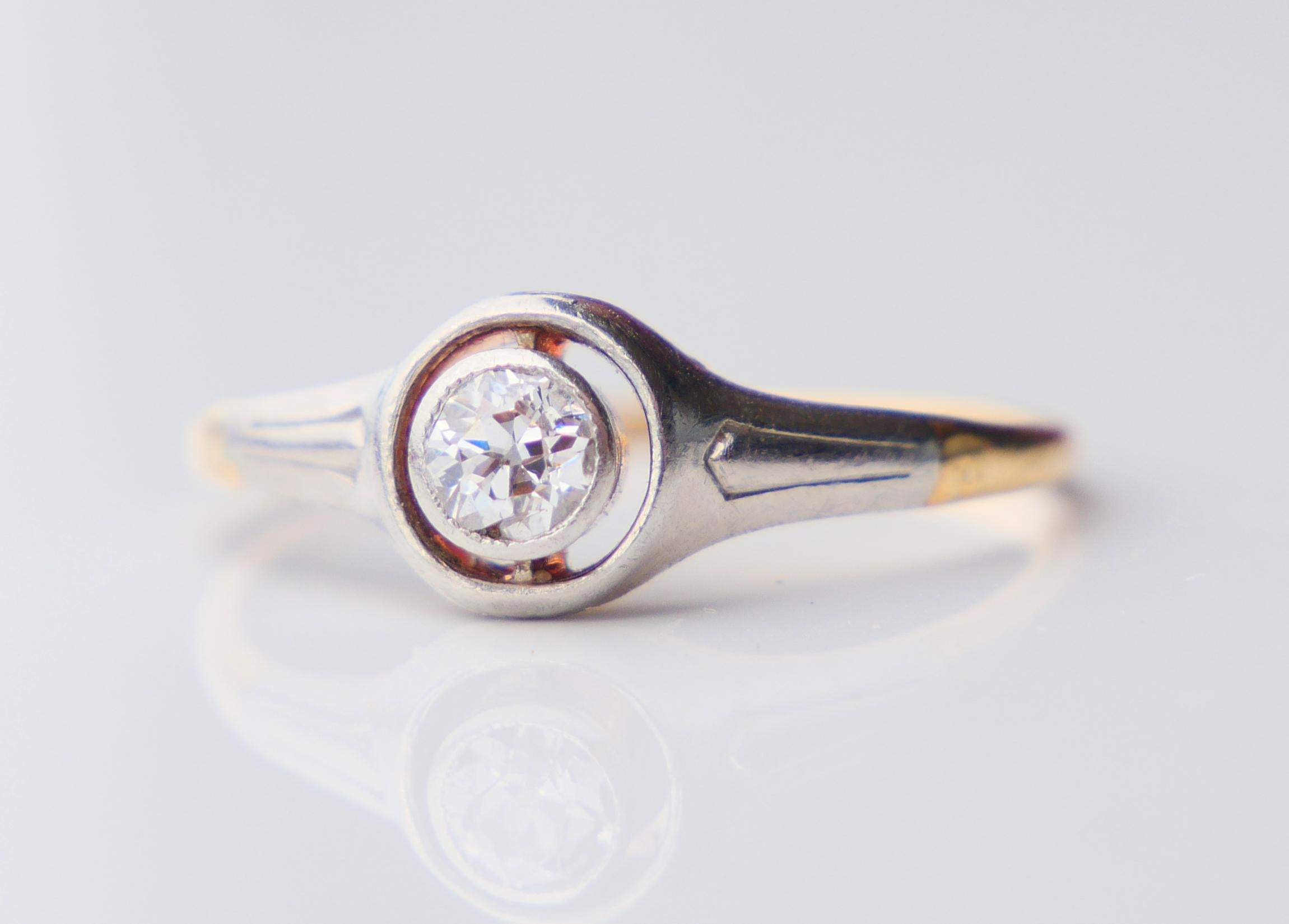 1906 Ring natural 0.35ct Diamond solid 18K Gold ØUS 5.25 / 1.8 gr For Sale 6