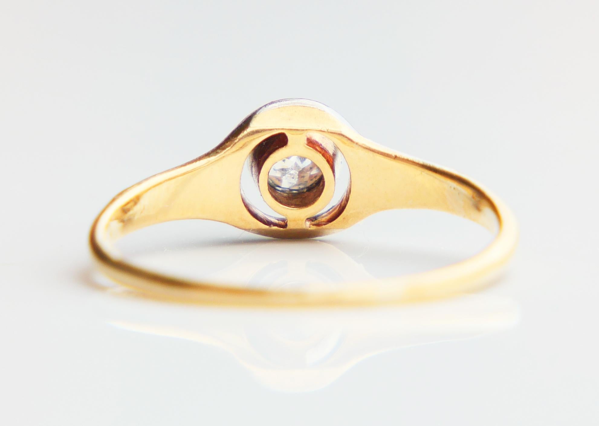 1906 Ring natural 0.35ct Diamond solid 18K Gold ØUS 5.25 / 1.8 gr For Sale 7