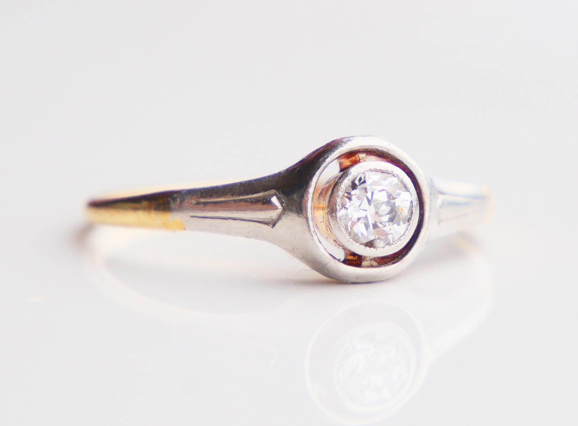1906 Ring natural 0.35ct Diamond solid 18K Gold ØUS 5.25 / 1.8 gr For Sale 8