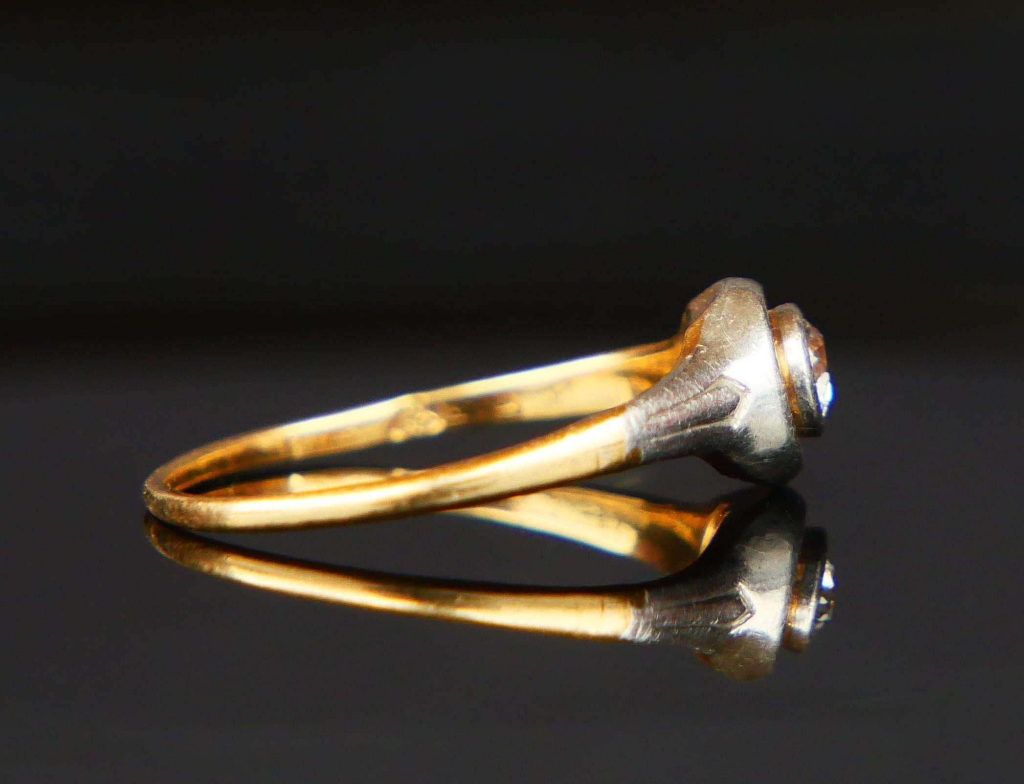 Women's 1906 Ring natural 0.35ct Diamond solid 18K Gold ØUS 5.25 / 1.8 gr For Sale