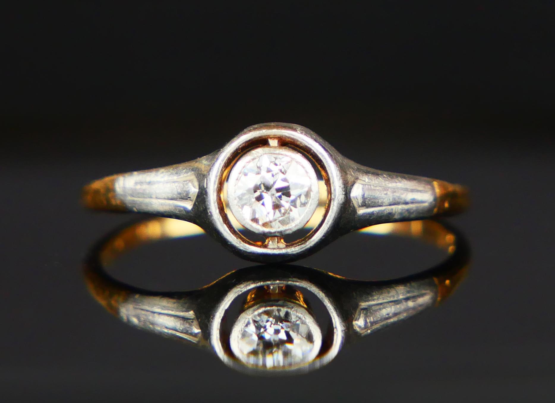 1906 Ring natural 0.35ct Diamond solid 18K Gold ØUS 5.25 / 1.8 gr For Sale 1