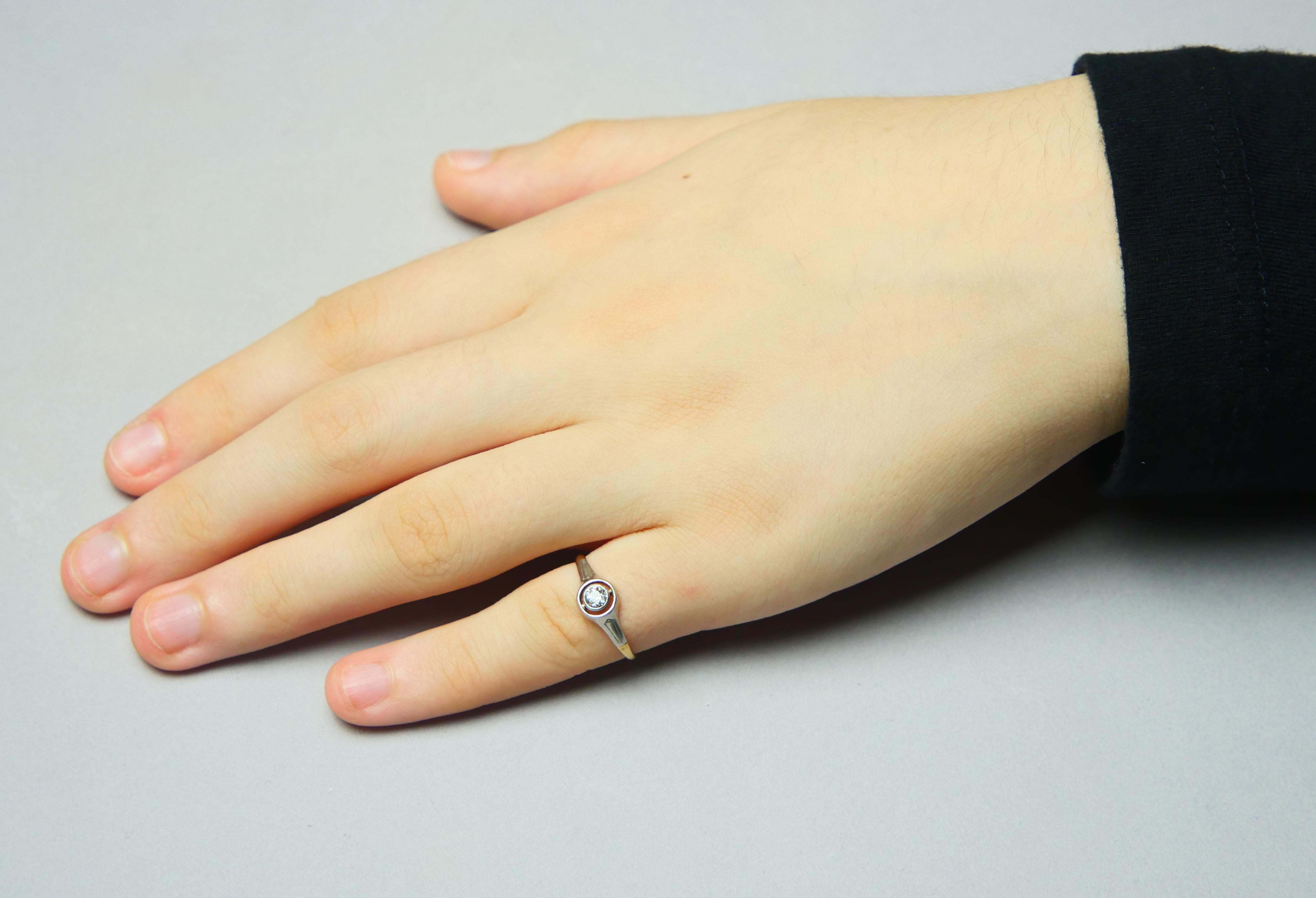 1906 Ring natural 0.35ct Diamond solid 18K Gold ØUS 5.25 / 1.8 gr For Sale 4