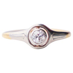 1906 Bague naturelle 0.35ct Diamant massif or 18K ØUS 5.25 / 1.8 gr