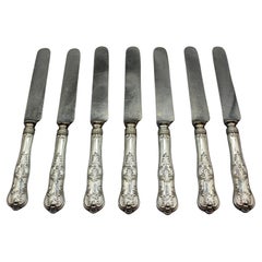 Antique 1906 Set of Seven King Pattern Sterling Silver Knives by Dominick & Haff
