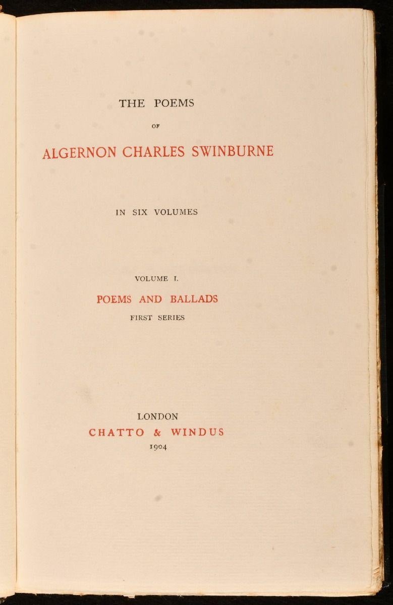 European 1906 The Poems of Algernon Charles Swinburne For Sale