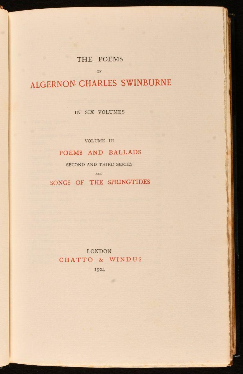 1906 The Poems of Algernon Charles Swinburne For Sale 1