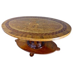 1907 Americana Folk Art Patriotic Marquetry Table