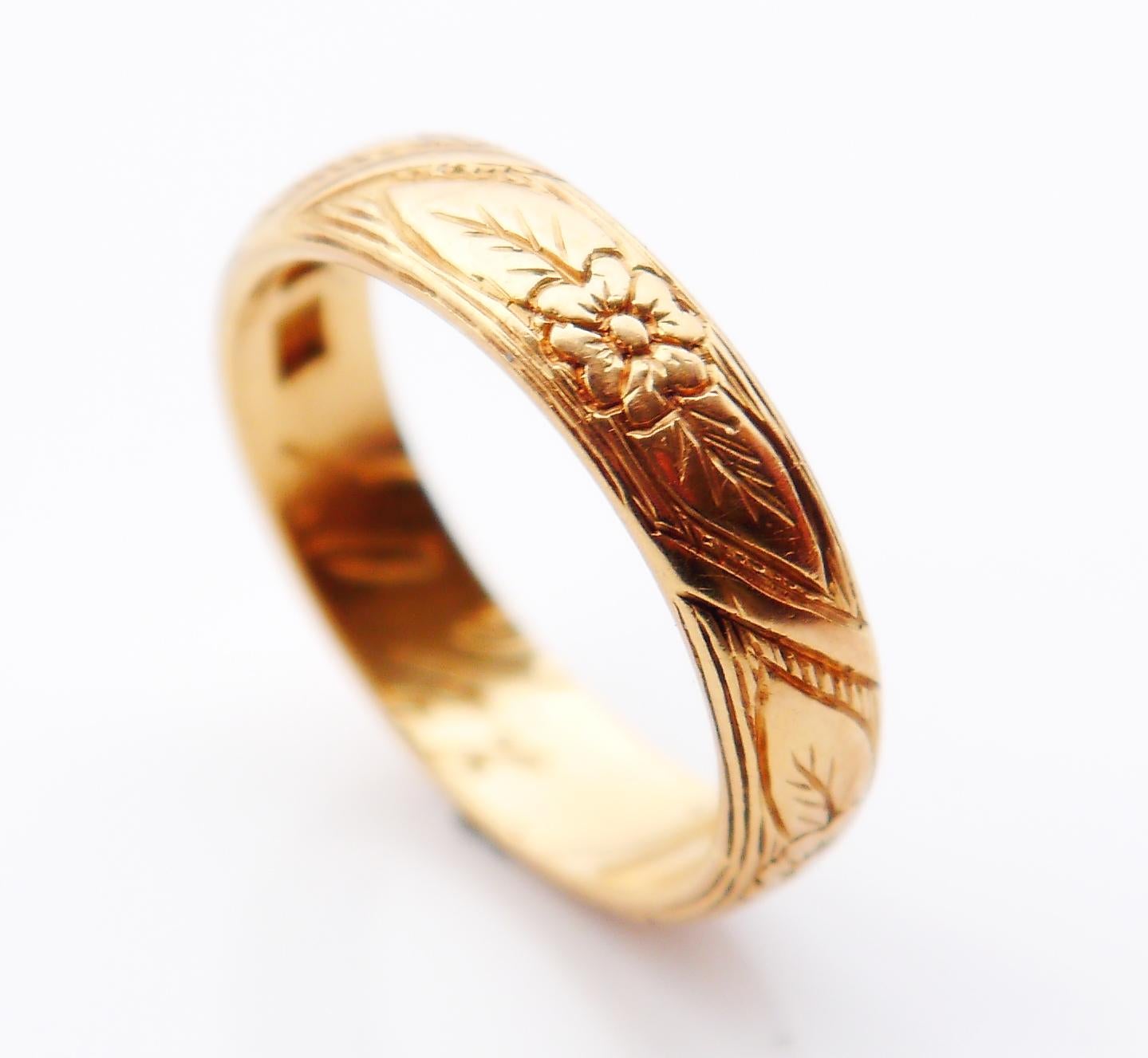 Art Nouveau 1907 Antique European Ring solid 20K Gold Size Ø 6.5 US / 4.8 gr For Sale