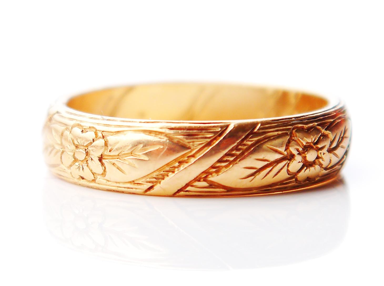 Art Nouveau 1907 Antique European Ring solid 20K Gold Size Ø 6.5 US / 4.8 gr For Sale