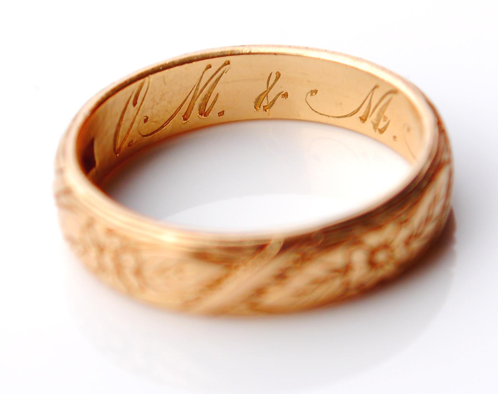 Women's 1907 Antique European Ring solid 20K Gold Size Ø 6.5 US / 4.8 gr For Sale