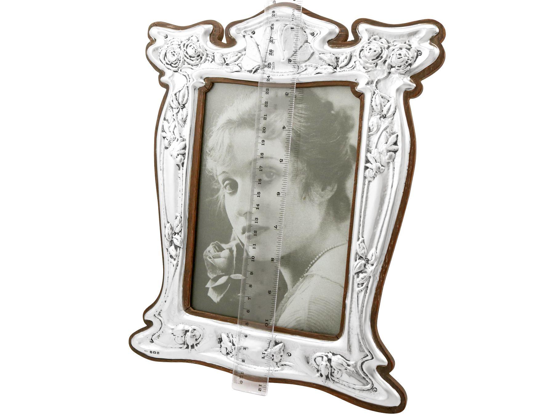 1907 Art Nouveau Antique Edwardian Sterling Silver Photograph Frame 1
