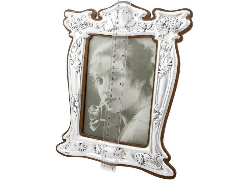 1907 Art Nouveau Antique Edwardian Sterling Silver Photograph Frame 3