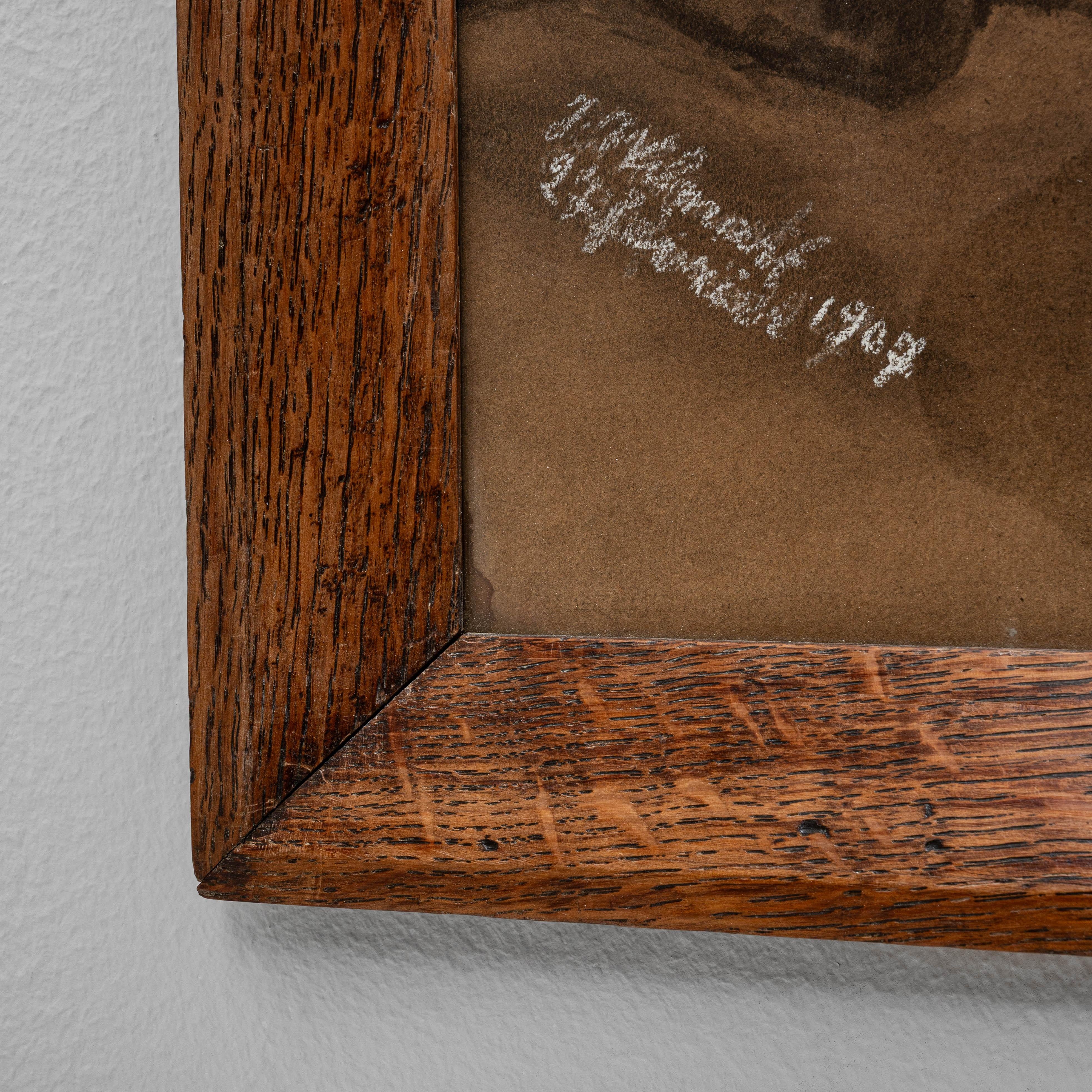 1907 Cane belga dipinto con cornice di legno in vendita 5