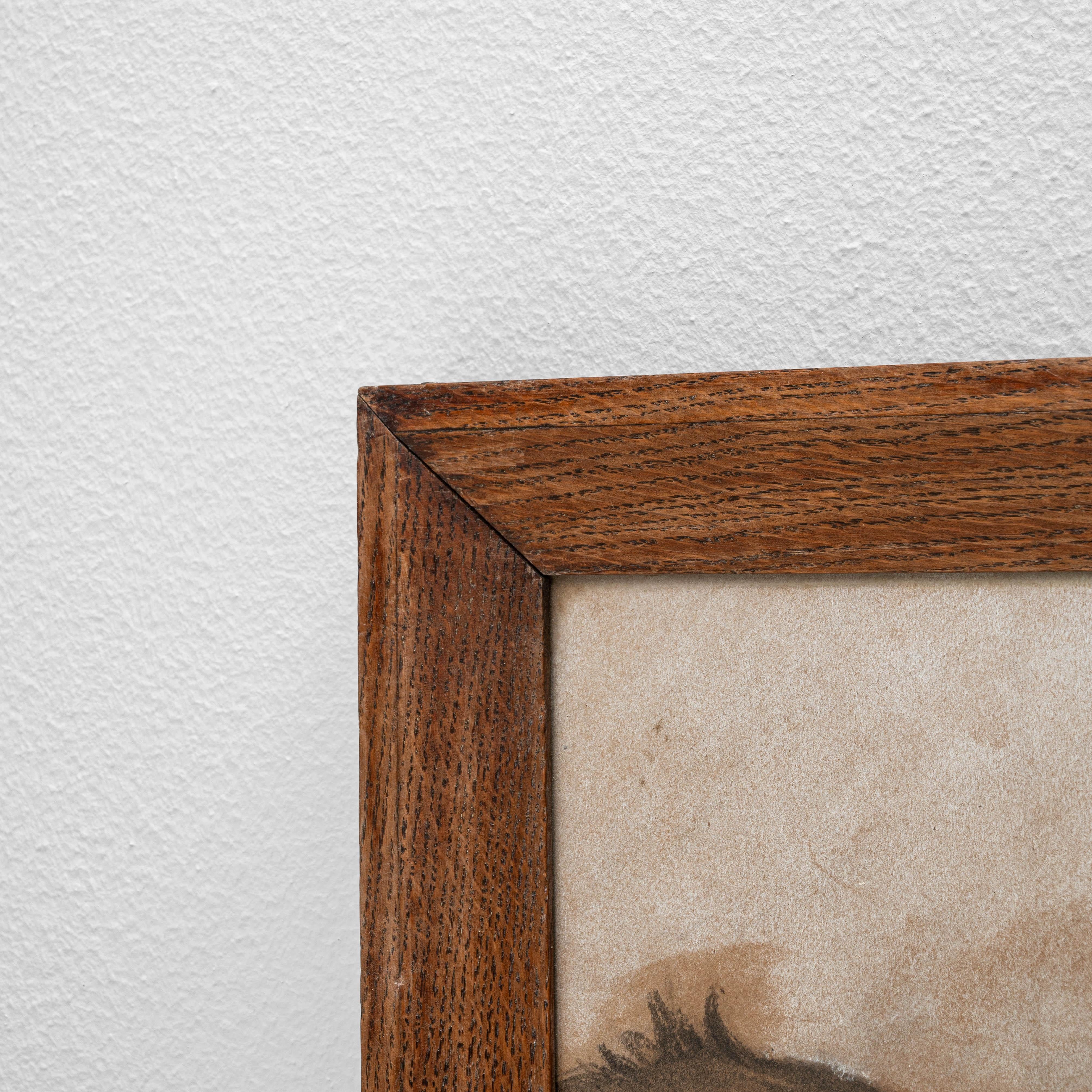 1907 Cane belga dipinto con cornice di legno in vendita 2