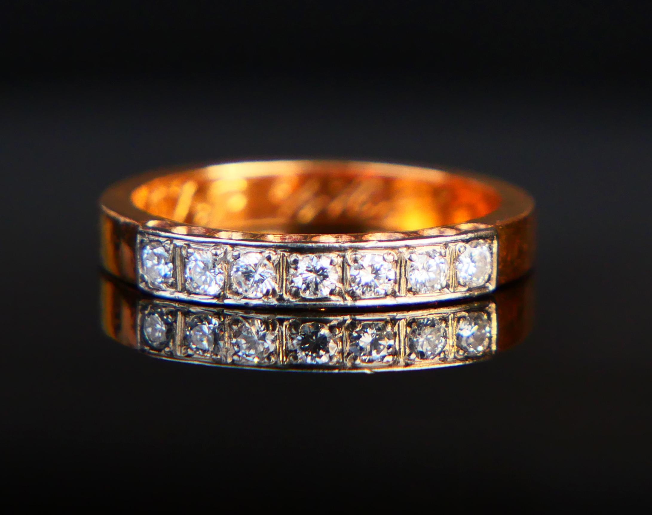 Art Nouveau 1907 Nordic Alliance Wedding Ring Diamonds solid 20K Gold US6 /4.25gr For Sale