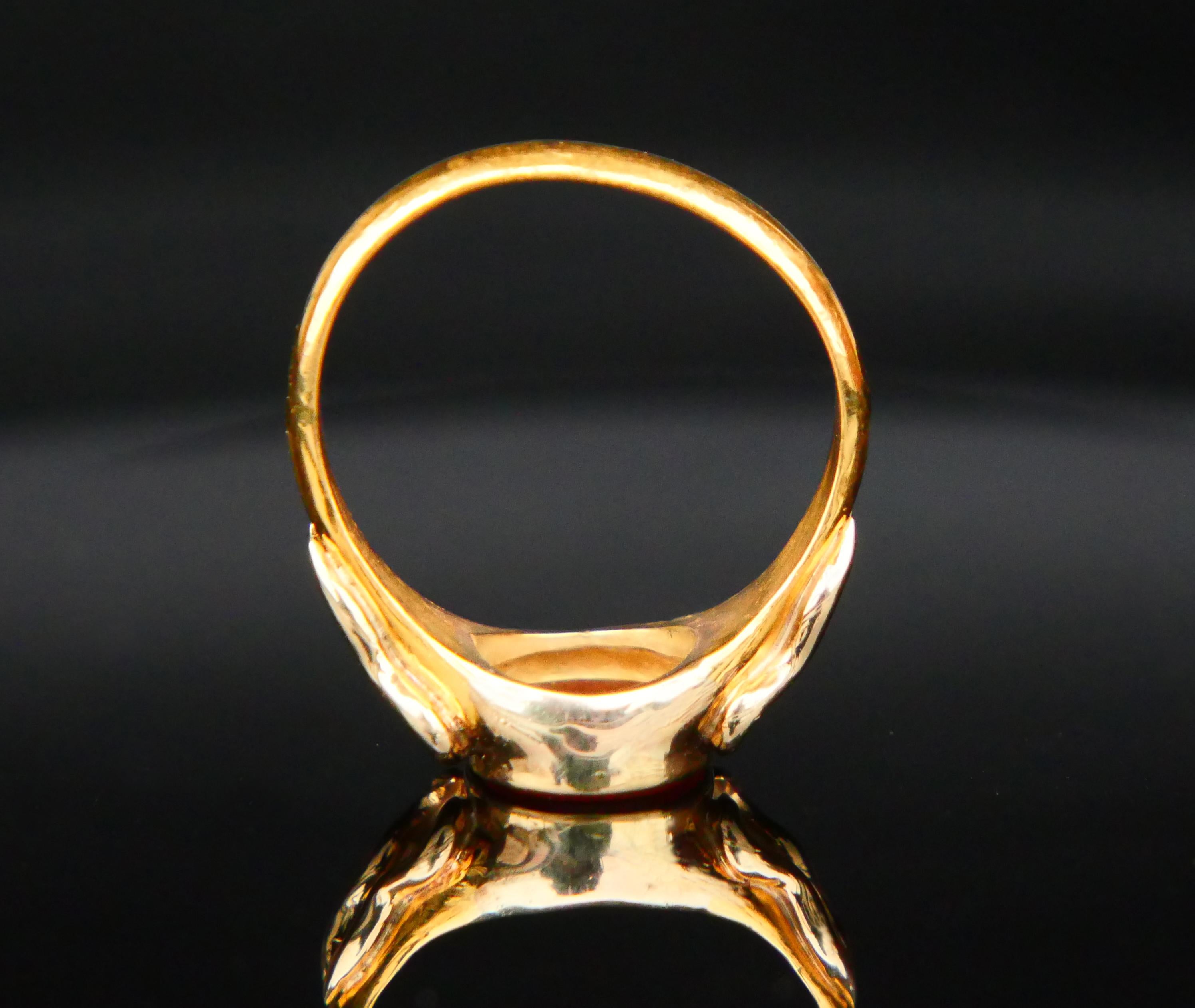 Oval Cut 1907 Signet Unisex Ring Carnelian solid 23K Gold US11.5 /11.4 gr For Sale