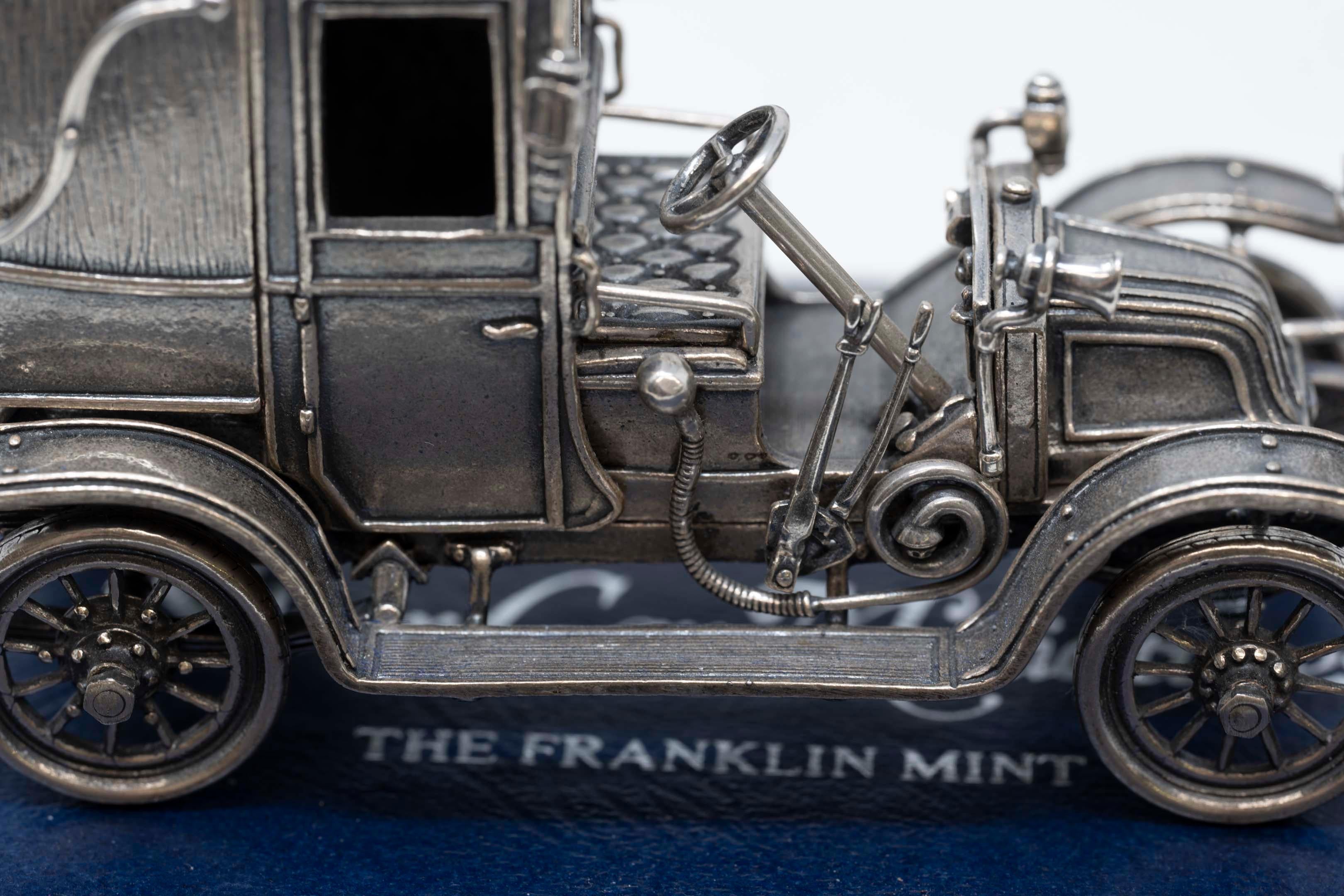 Women's or Men's 1907 Thomas Flyer Sterling Silver Miniature Car by Franklin Mint For Sale