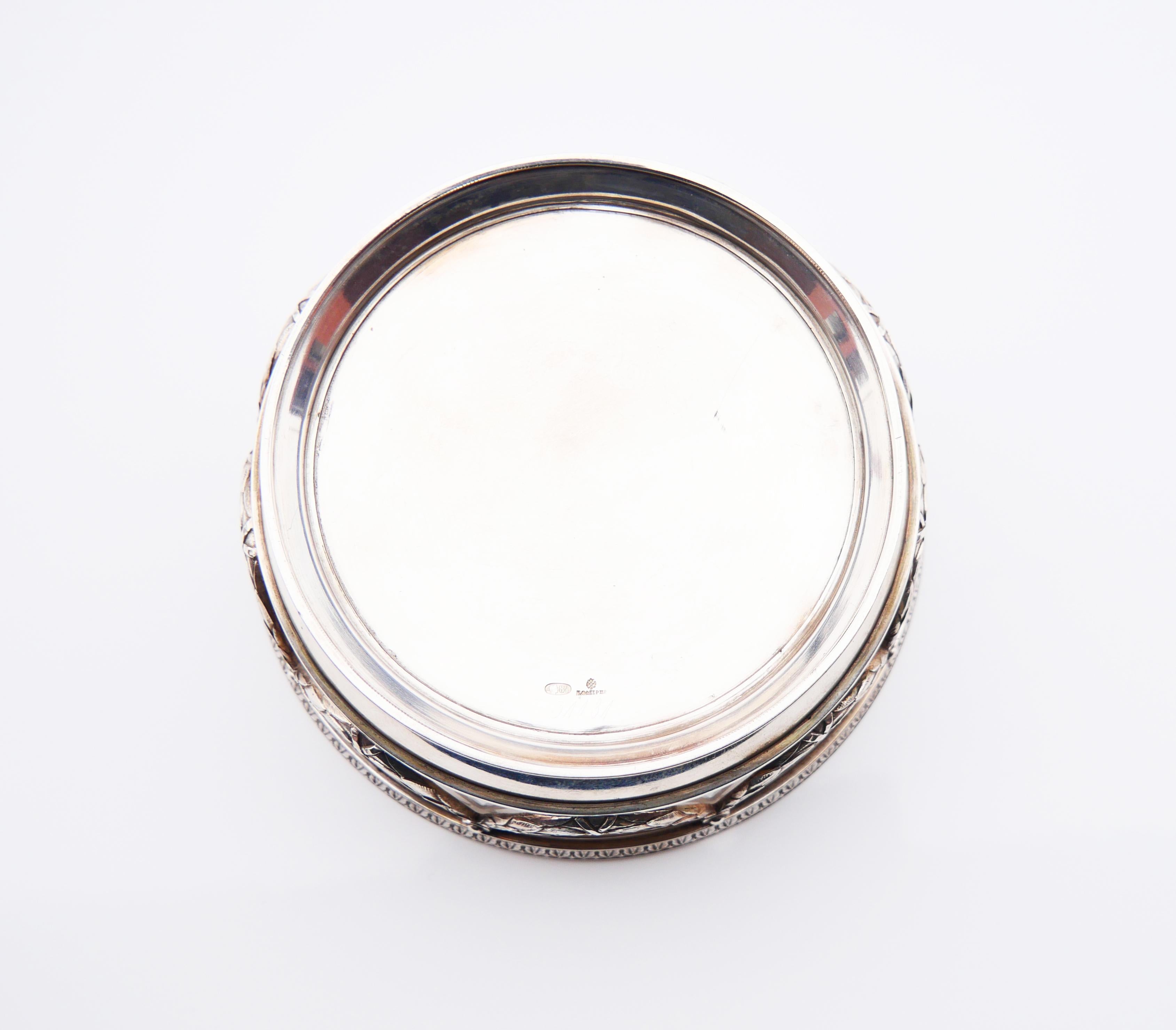 1908 -1916 Antique Faberge Russian Empire solid 84 Silver Cut Crystal Glass Bowl (bol en cristal taillé) 6