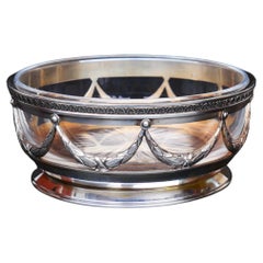 1908 -1916 Antique Faberge Russian Empire solid 84 Silver Cut Crystal Glass Bowl (bol en cristal taillé)
