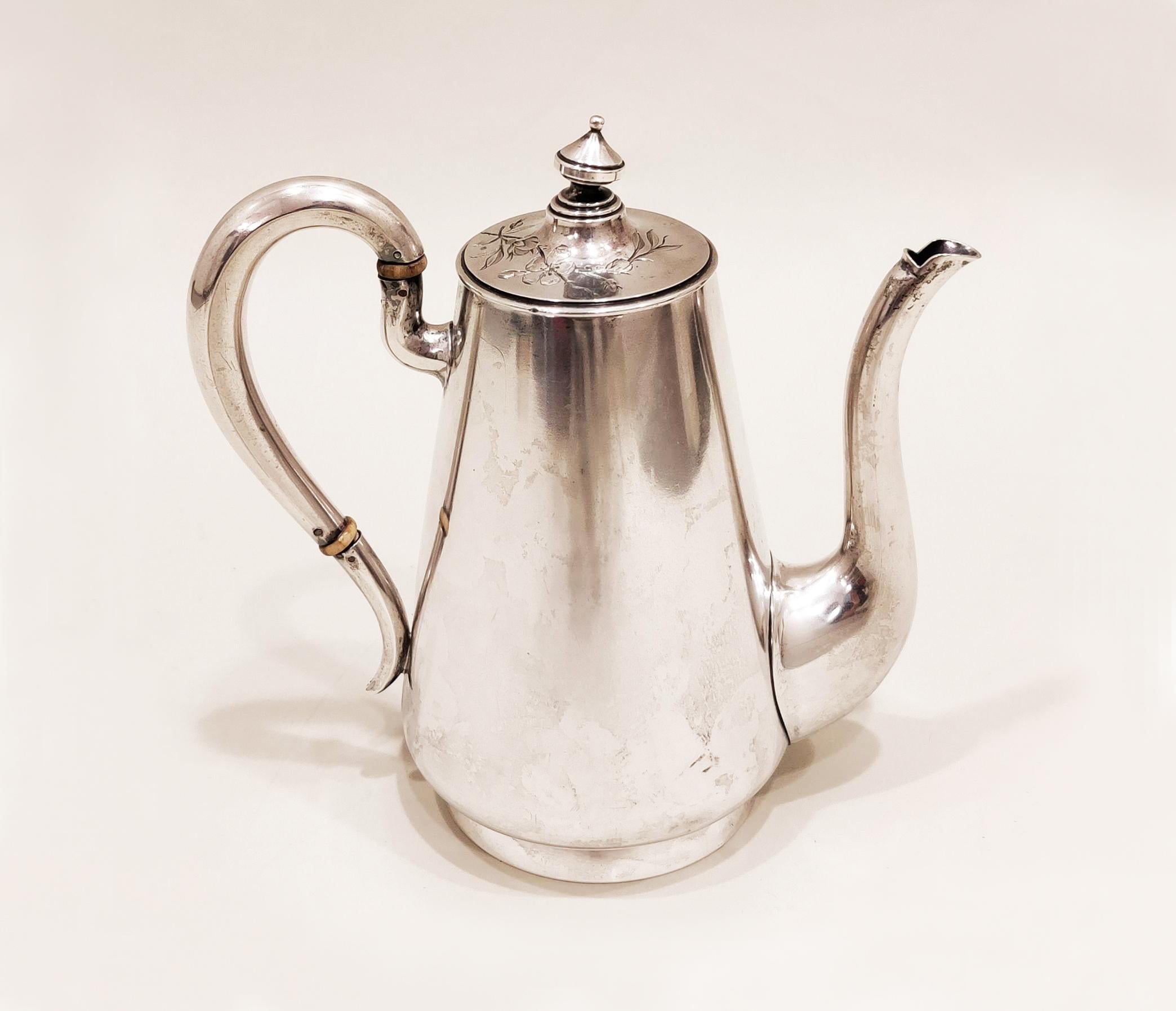 1908 - 1917 Antique Art Nouveau Russian Empire solid 84 Silver Teapot /587gr For Sale 2