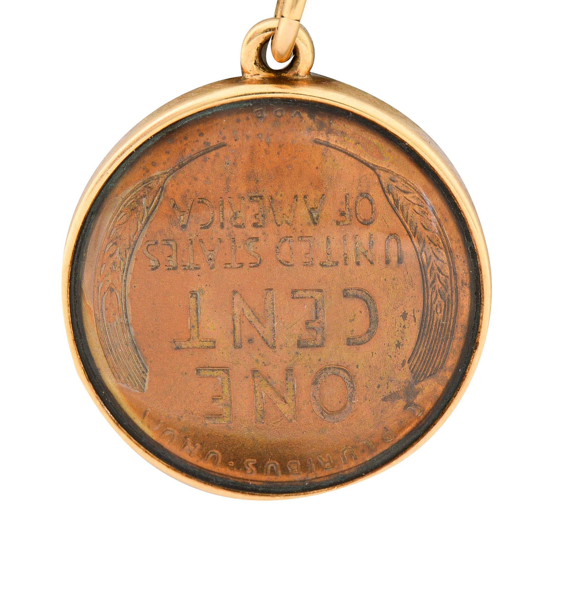 1908 Antique 14 Karat Gold Penny Charm 1