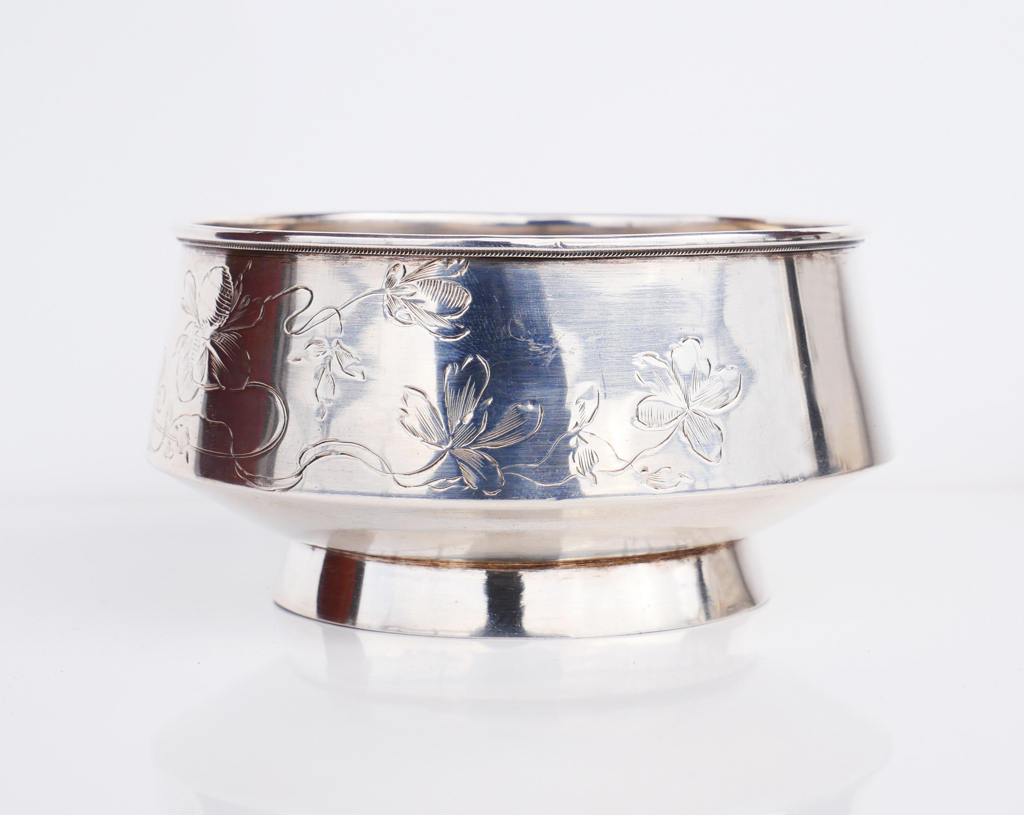 1908 Ciotola Imperiale Russa Art Nouveau S.Shaposhnikov Argento massiccio 84 / 151gr in vendita 7