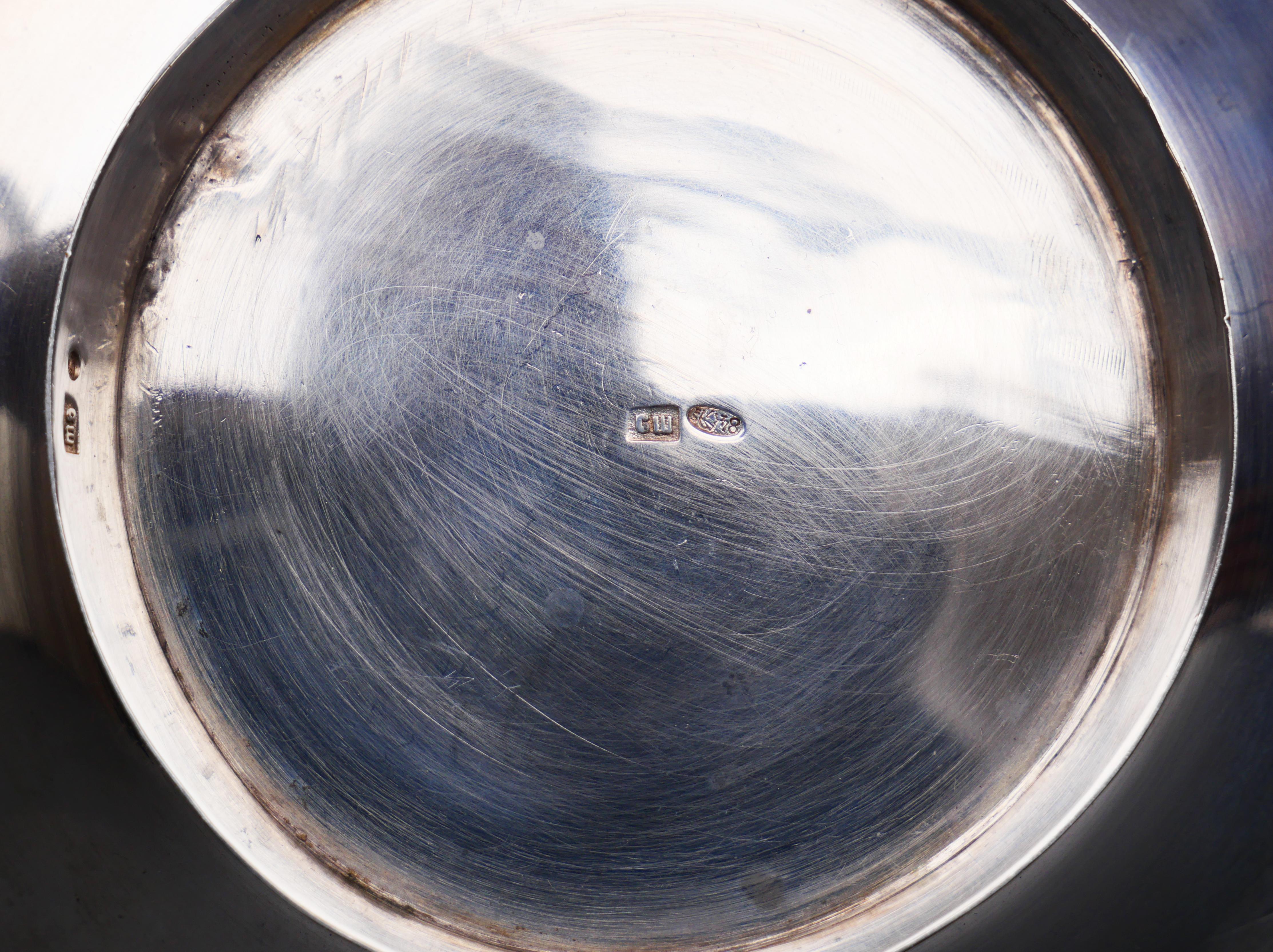 1908 Ciotola Imperiale Russa Art Nouveau S.Shaposhnikov Argento massiccio 84 / 151gr in vendita 8