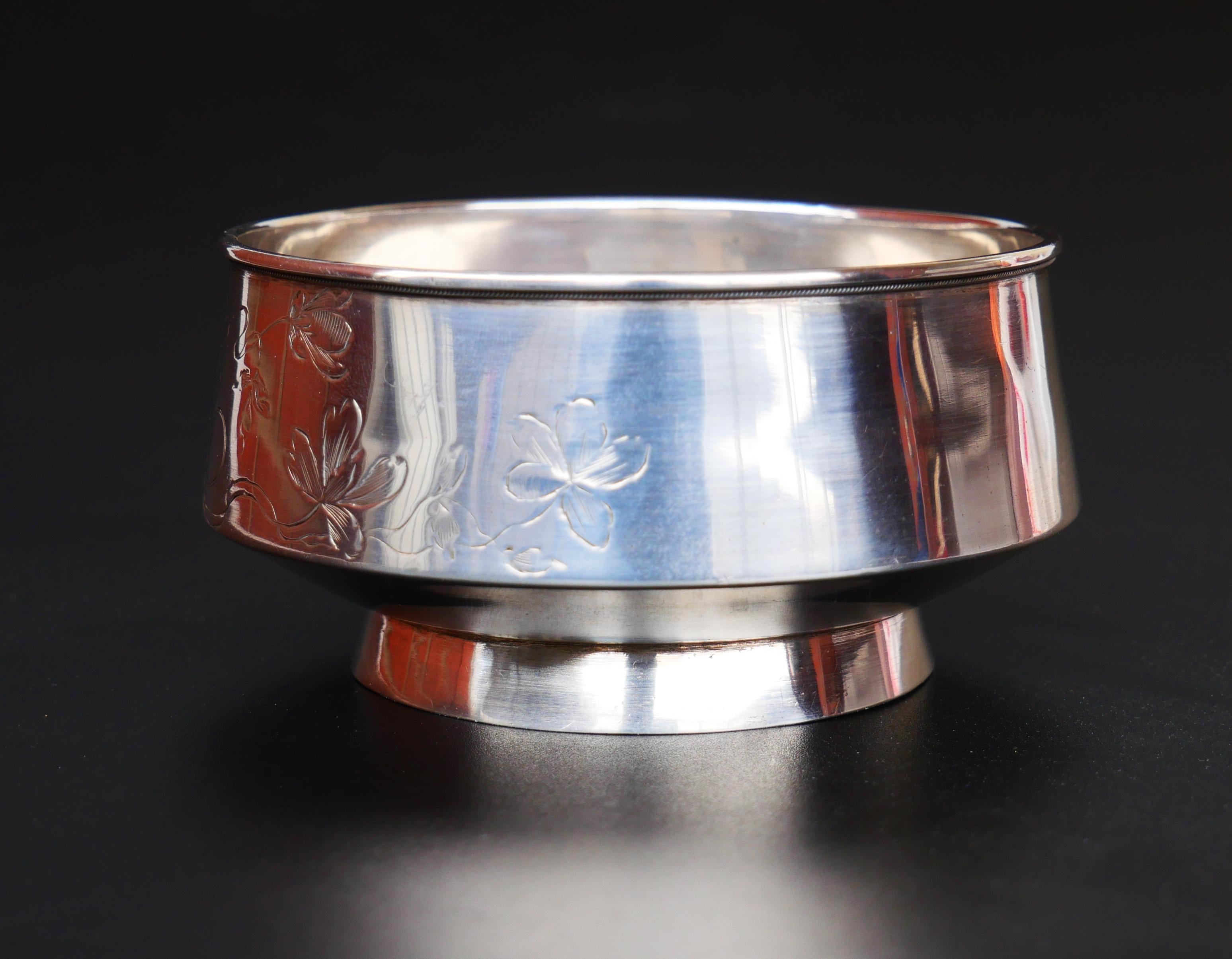 1908 Ciotola Imperiale Russa Art Nouveau S.Shaposhnikov Argento massiccio 84 / 151gr in vendita 1