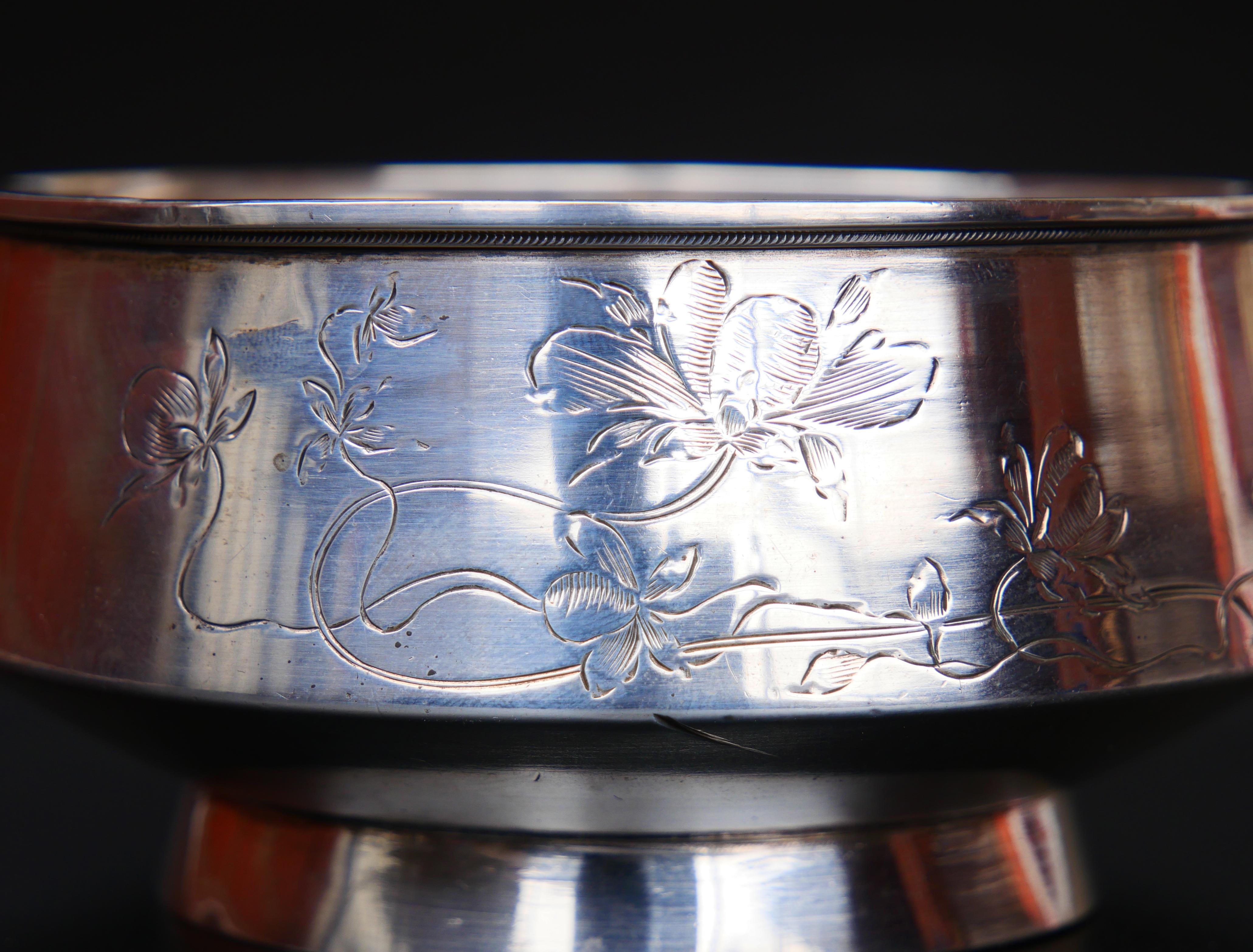 1908 Ciotola Imperiale Russa Art Nouveau S.Shaposhnikov Argento massiccio 84 / 151gr in vendita 3