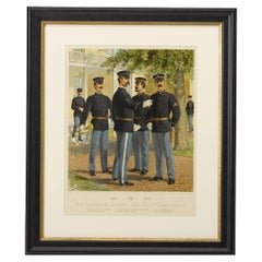 1908 Artillerie & Musicien Infanterie Uniformes par Ogden:: Chromolithographie ancienne
