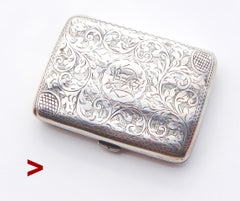 Boîte à cigarettes britannique de 1908 en argent massif / 67 gr