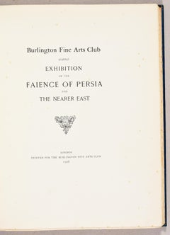 1908 Burlington Arts Club Catalogue: Faience of Persia & Near East, 27 Plates