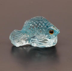 19.08 Ct Aquamarine Carved Fish Carving
