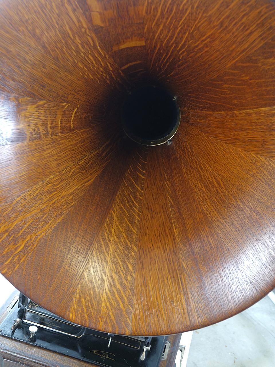 1908 Edison Triumph Model D, Rare Oak Horn In Good Condition In Peekskill, NY